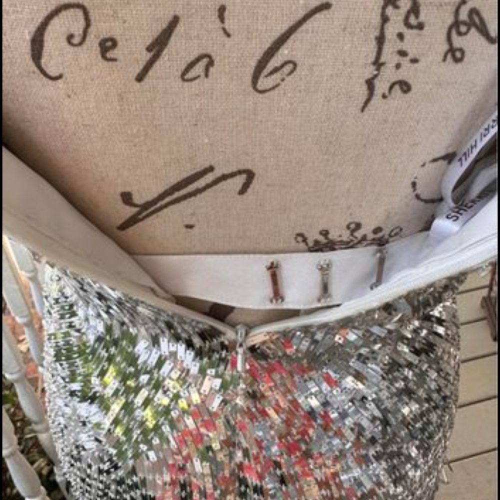 Silver sequin Sherri Hill formal dress - Picture 2 of 8